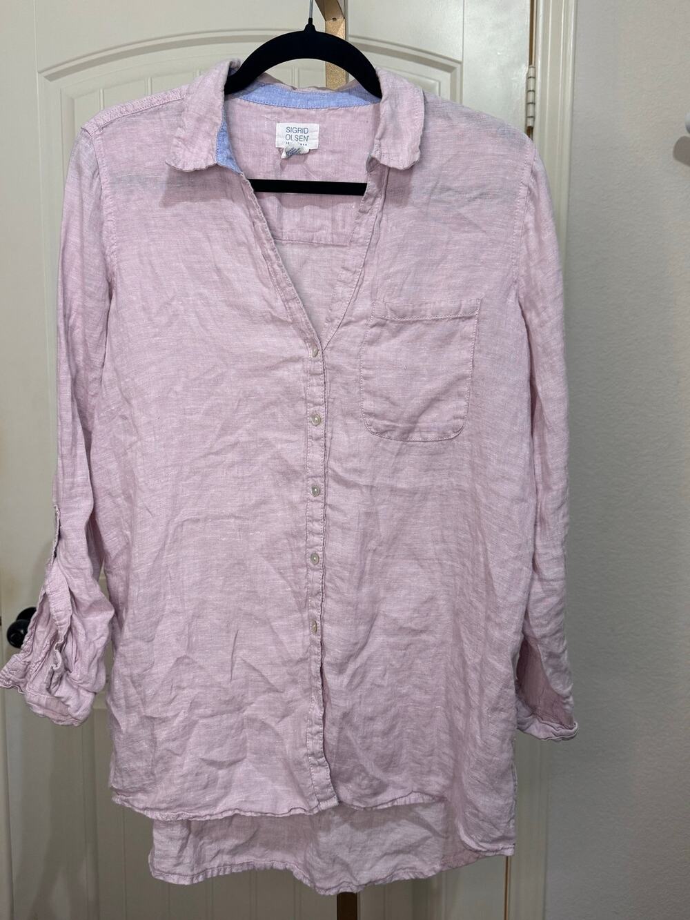 Sigrid Olsen 100% Linen Button Down Lavender Size Small